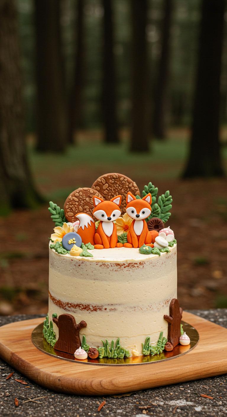 Woodland Fox Friends Birthday Cake Woodland Fox Friends Birthday Cake