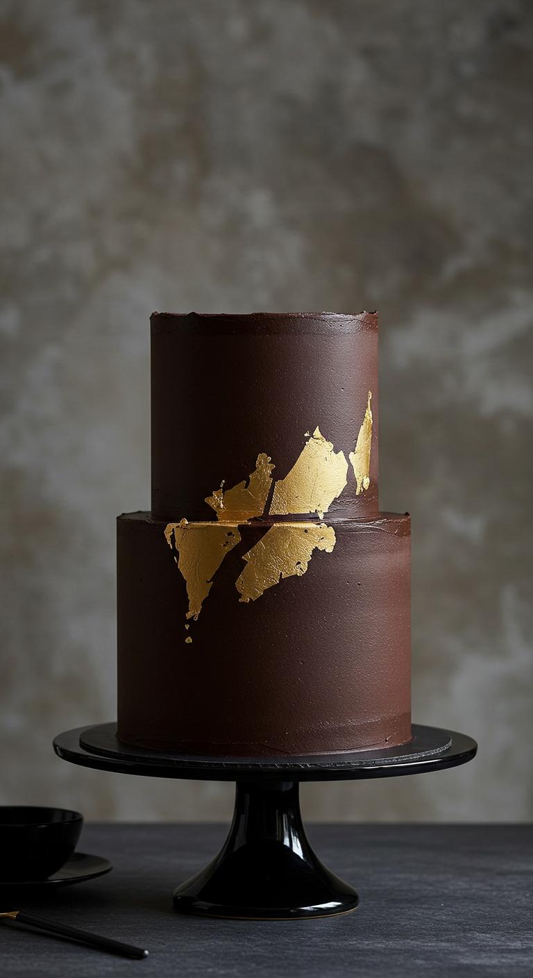 Modern Chocolate Gold Leaf Cake Modern Chocolate Gold Leaf Cake