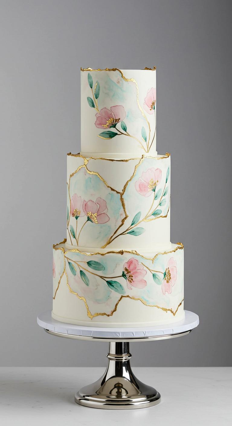 Elegant Watercolor Floral Birthday Cake Elegant Watercolor Floral Birthday Cake