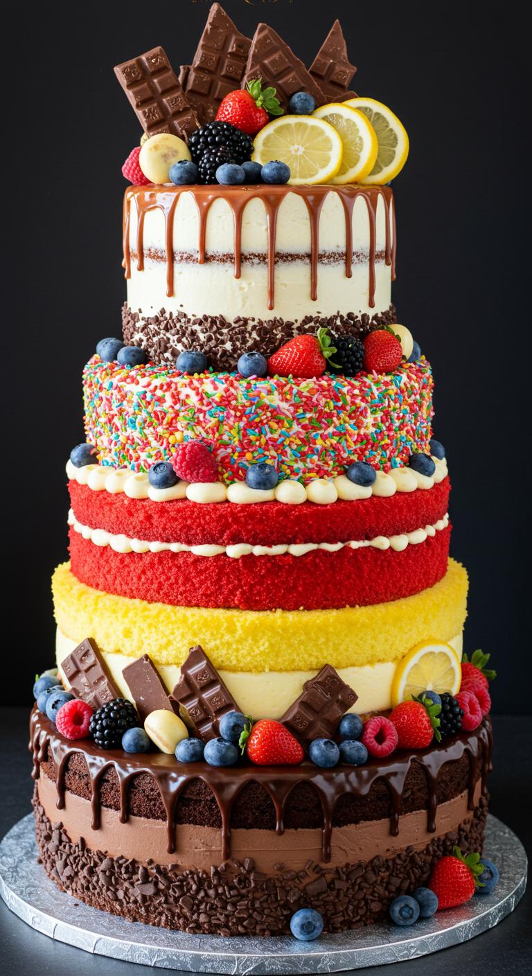 Grand Five-Tier Extravaganza Birthday Cake Grand Five-Tier Extravaganza Birthday Cake