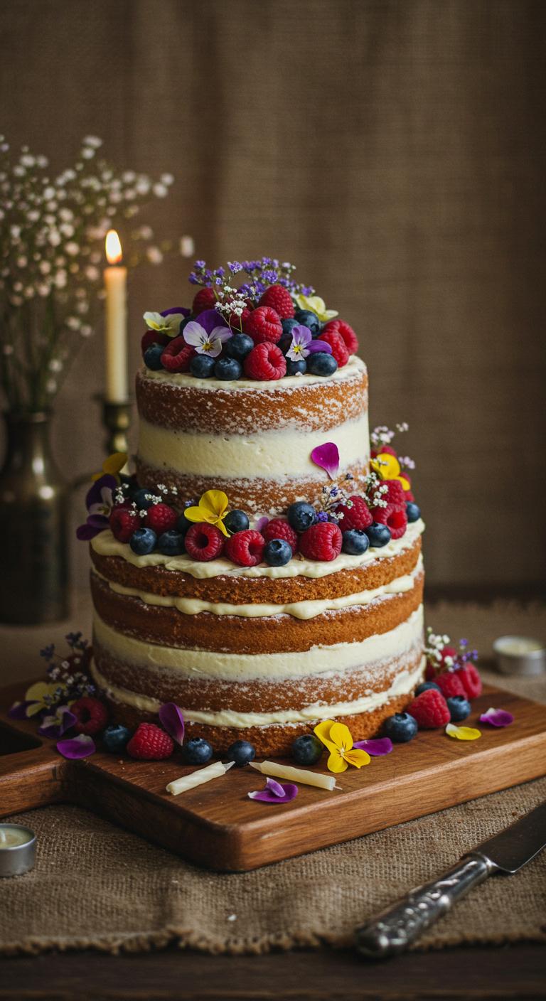 Rustic Naked Berry Garden Cake Rustic Naked Berry Garden Cake