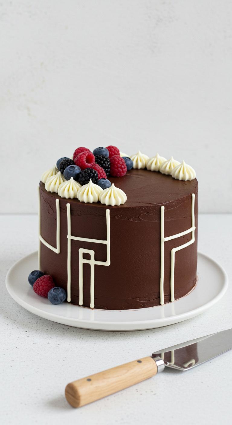 Modern Geometric Berry Chocolate Cake Modern Geometric Berry Chocolate Cake