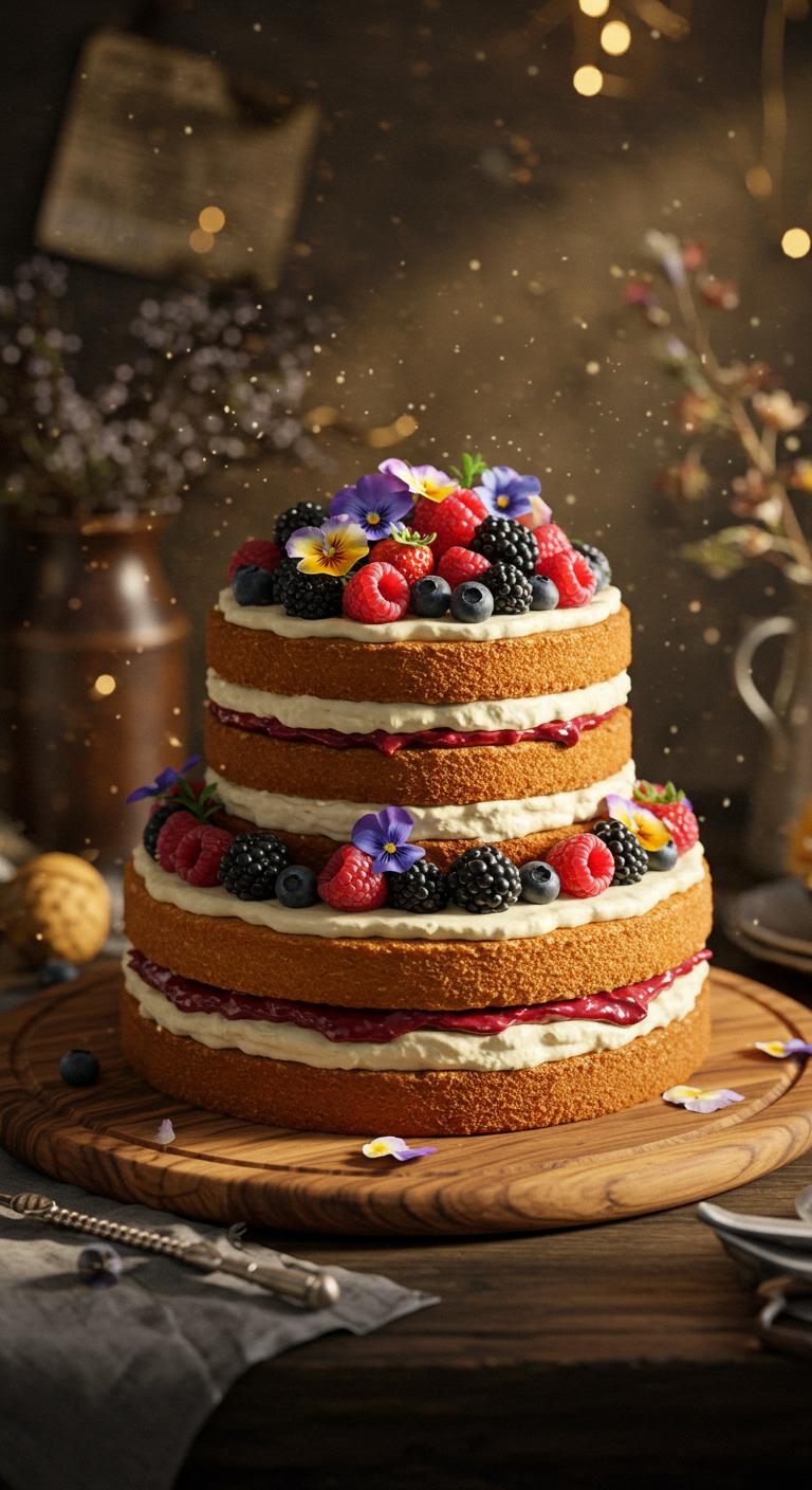 Rustic Berry Naked Birthday Cake Rustic Berry Naked Birthday Cake