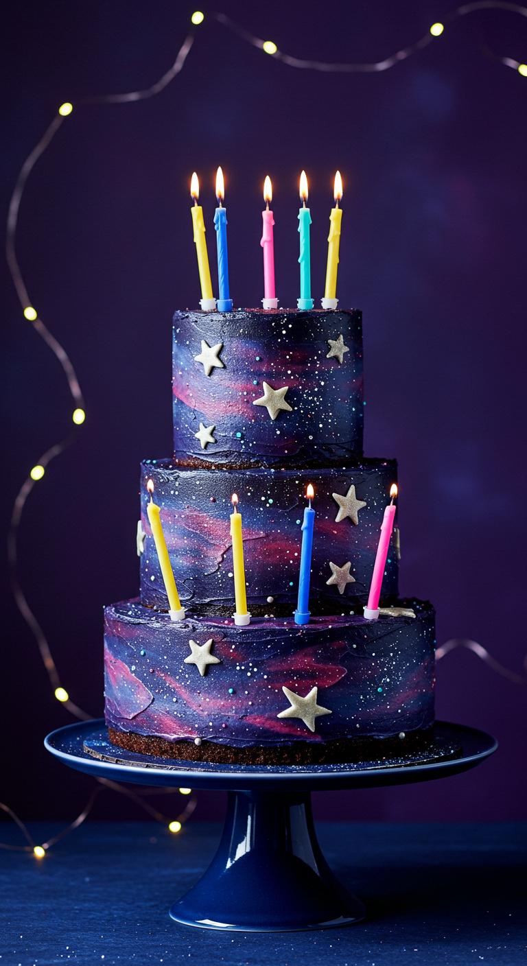 Galaxy Starry Night Birthday Cake Galaxy Starry Night Birthday Cake