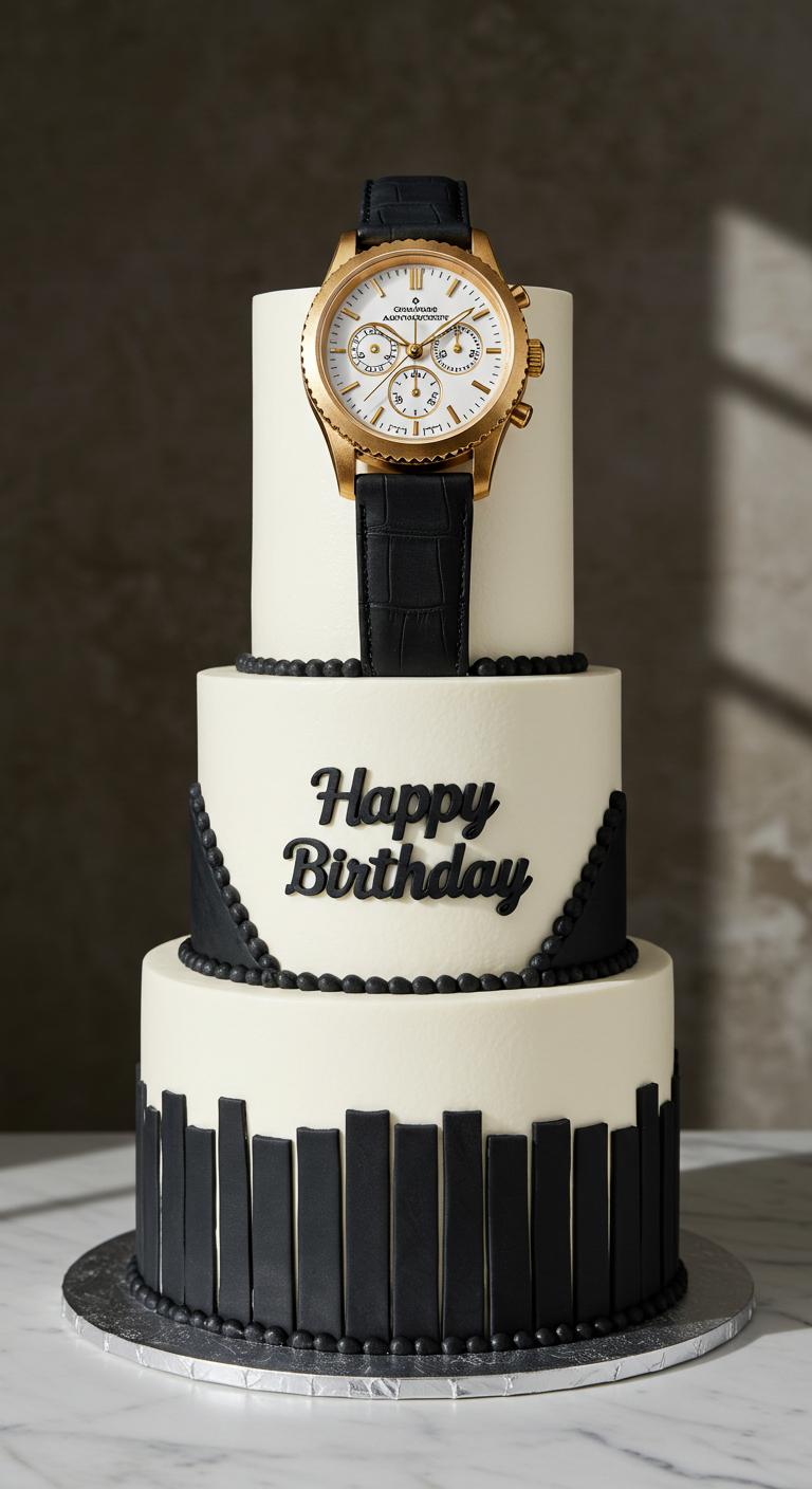 Luxurious Gold Watch Birthday Cake Luxurious Gold Watch Birthday Cake