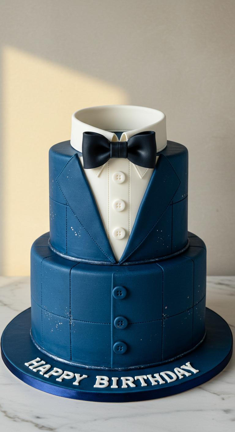 Blue Suit & Bow Tie Cake Blue Suit & Bow Tie Cake