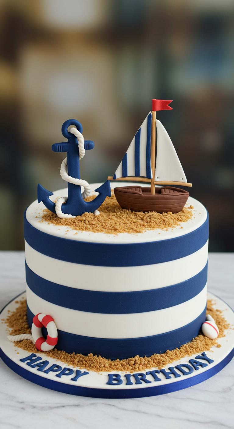 Striped Sailor's Anchor Cake Striped Sailor's Anchor Cake