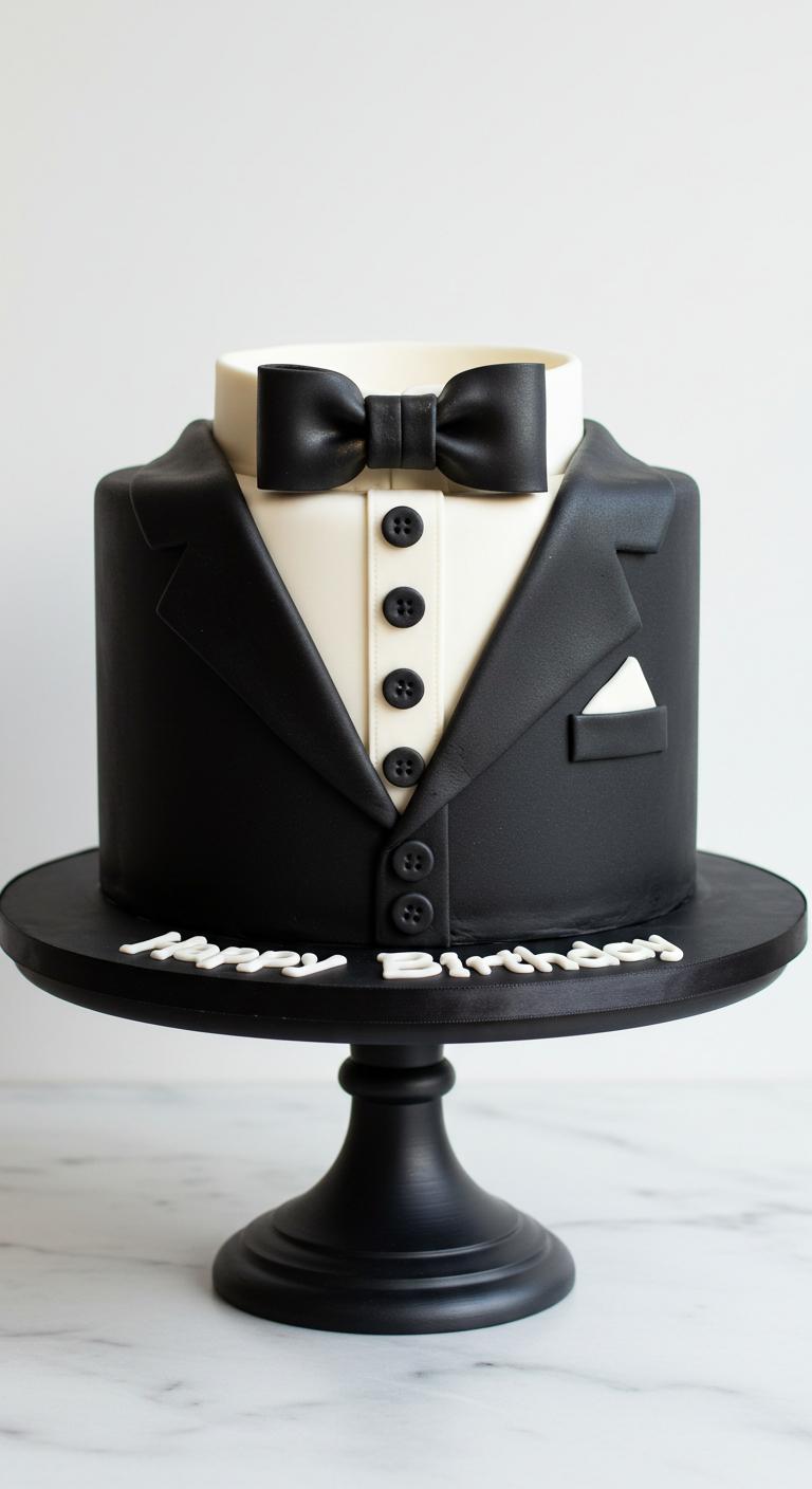 Elegant Black Bow Tie Cake Elegant Black Bow Tie Cake