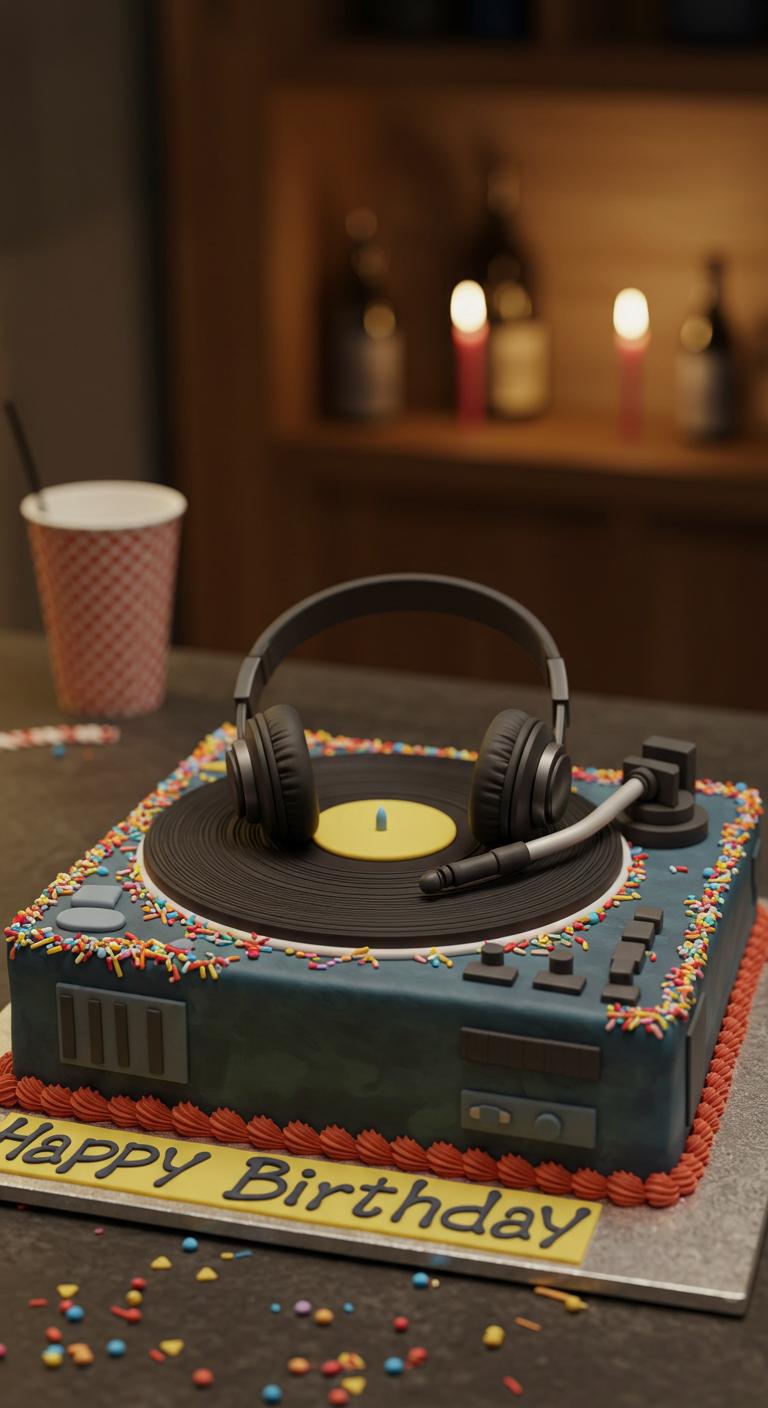 Retro Turntable Birthday Cake Retro Turntable Birthday Cake