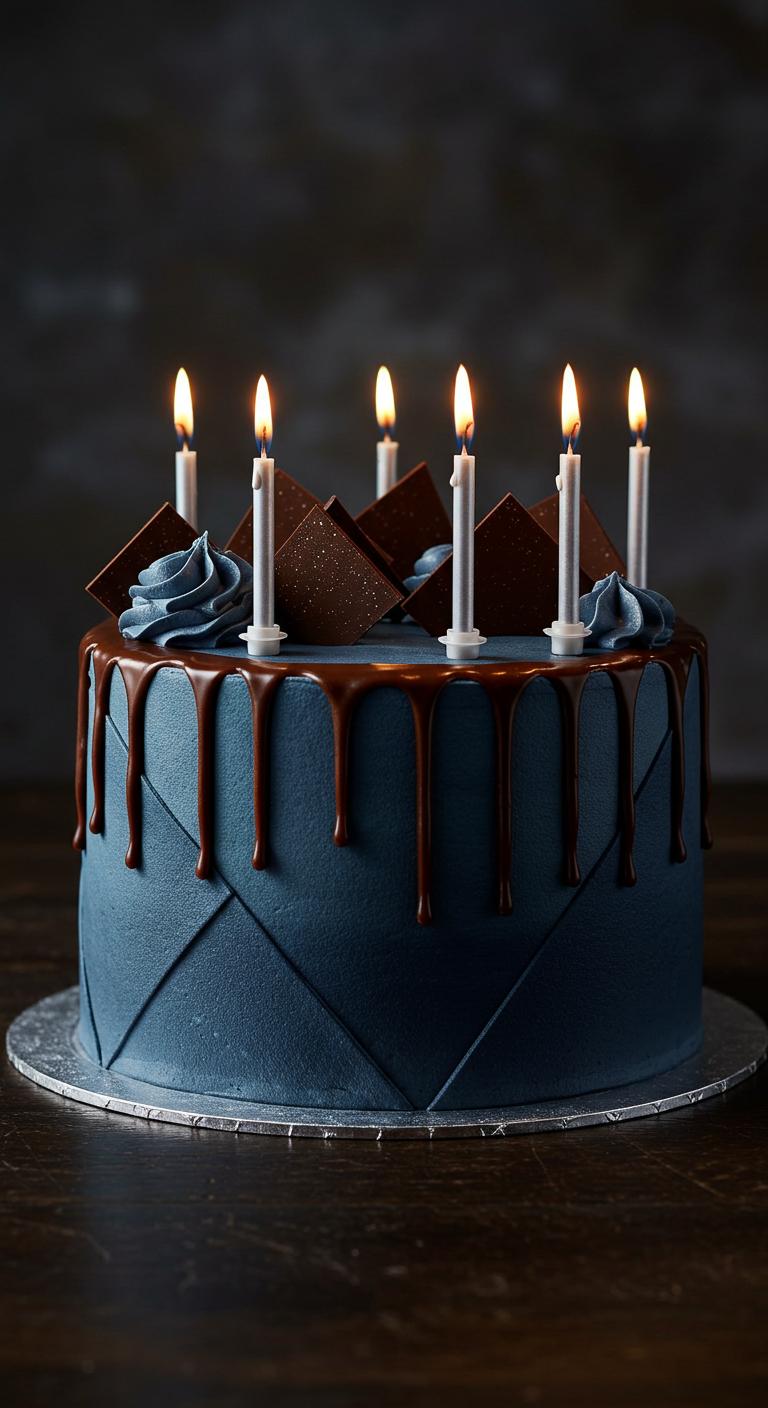 Elegant Blue Drip Chocolate Cake Elegant Blue Drip Chocolate Cake