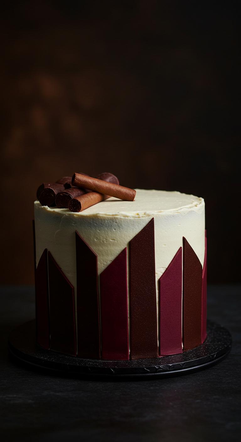 Modern Maroon & Chocolate Bar Cake Modern Maroon & Chocolate Bar Cake