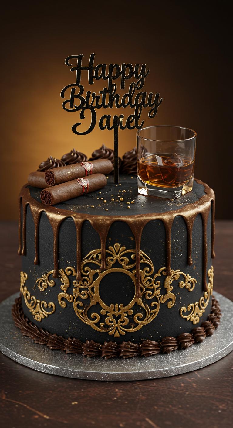 Dark Elegance Whiskey & Cigar Cake Dark Elegance Whiskey & Cigar Cake