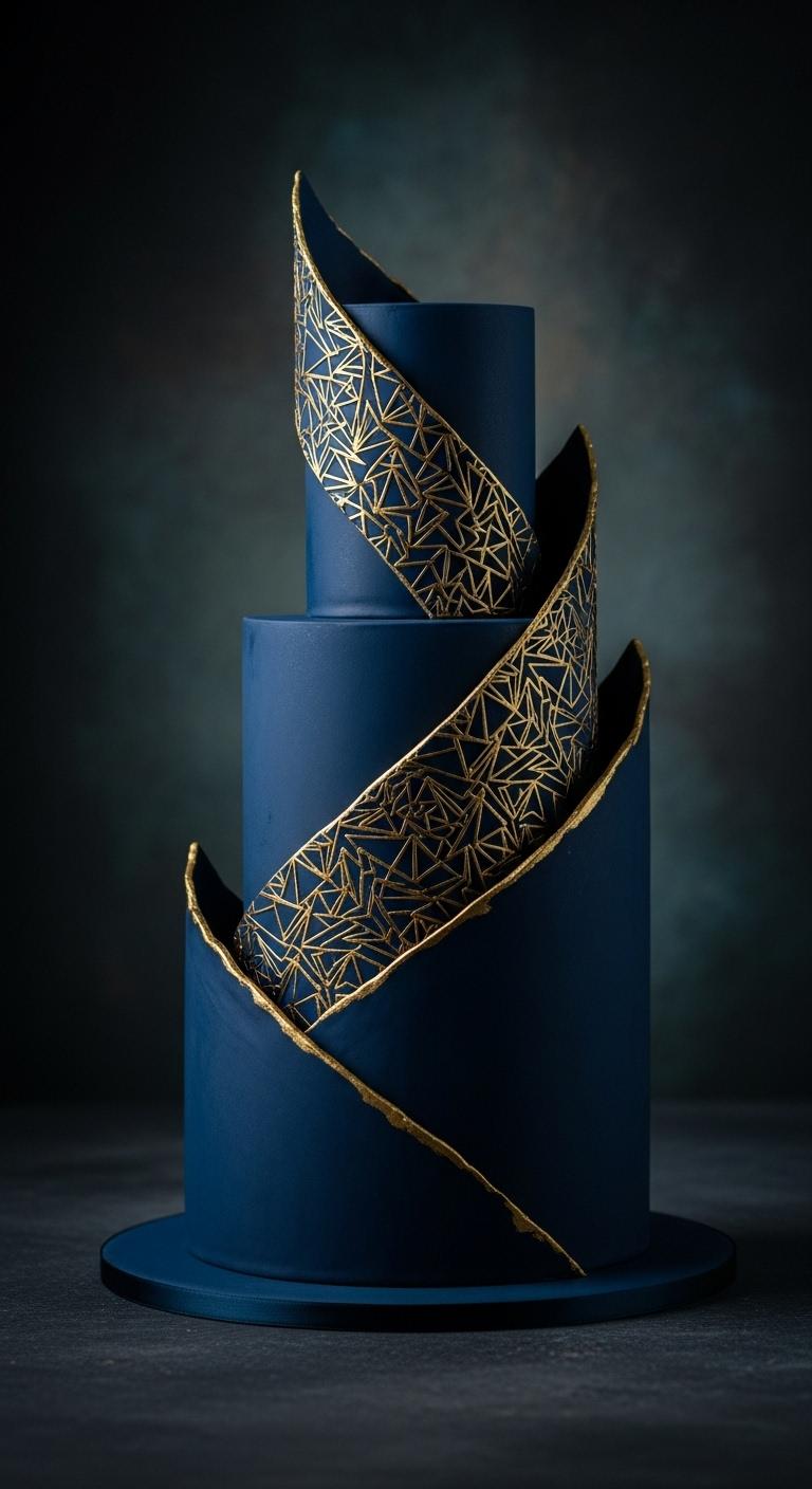 Elegant Royal Blue Swirl Cake Elegant Royal Blue Swirl Cake