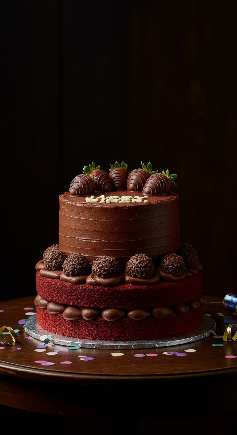Red Velvet & Chocolate Strawberry Cake Red Velvet & Chocolate Strawberry Cake