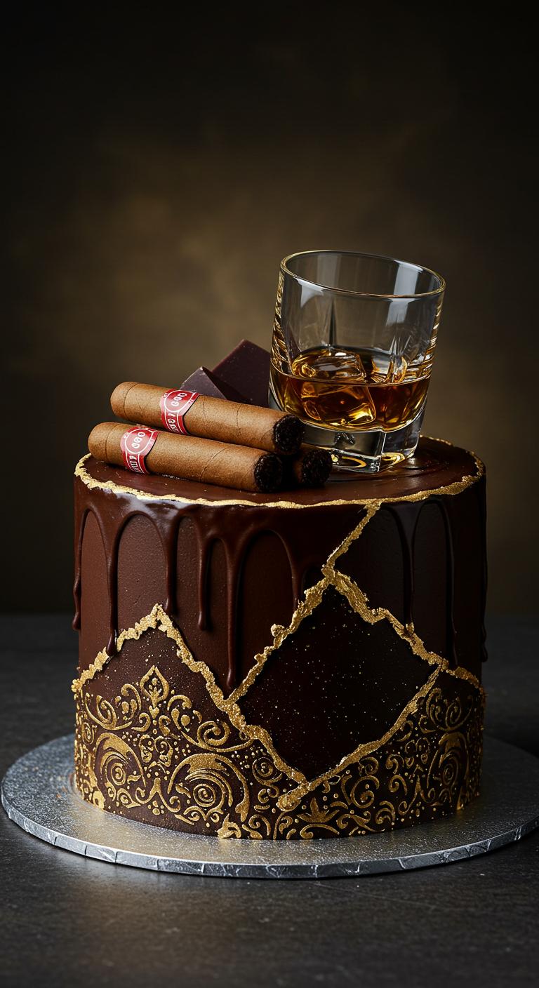 Opulent Gold Drip & Cigar Cake Opulent Gold Drip & Cigar Cake