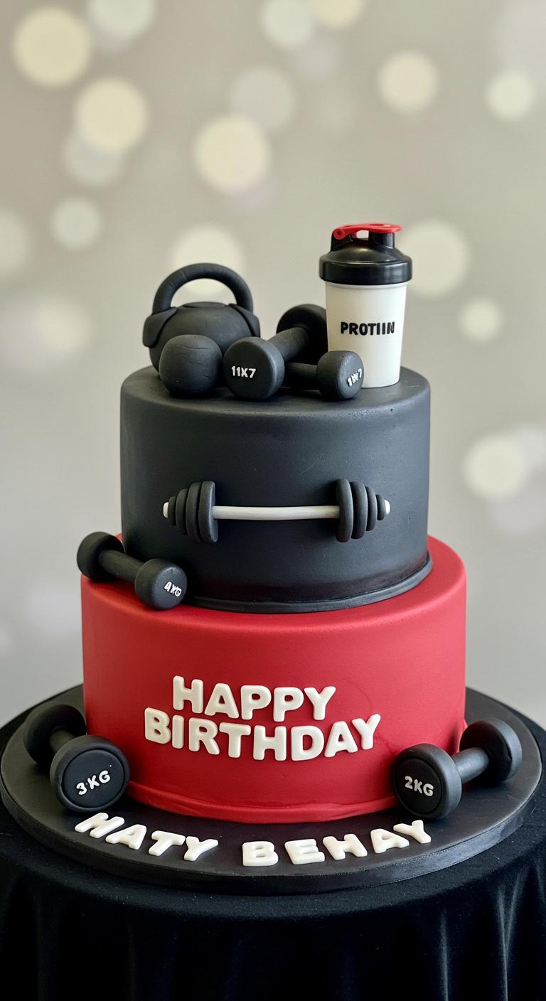 Strong Man's Dual Tier Gym Cake Strong Man's Dual Tier Gym Cake