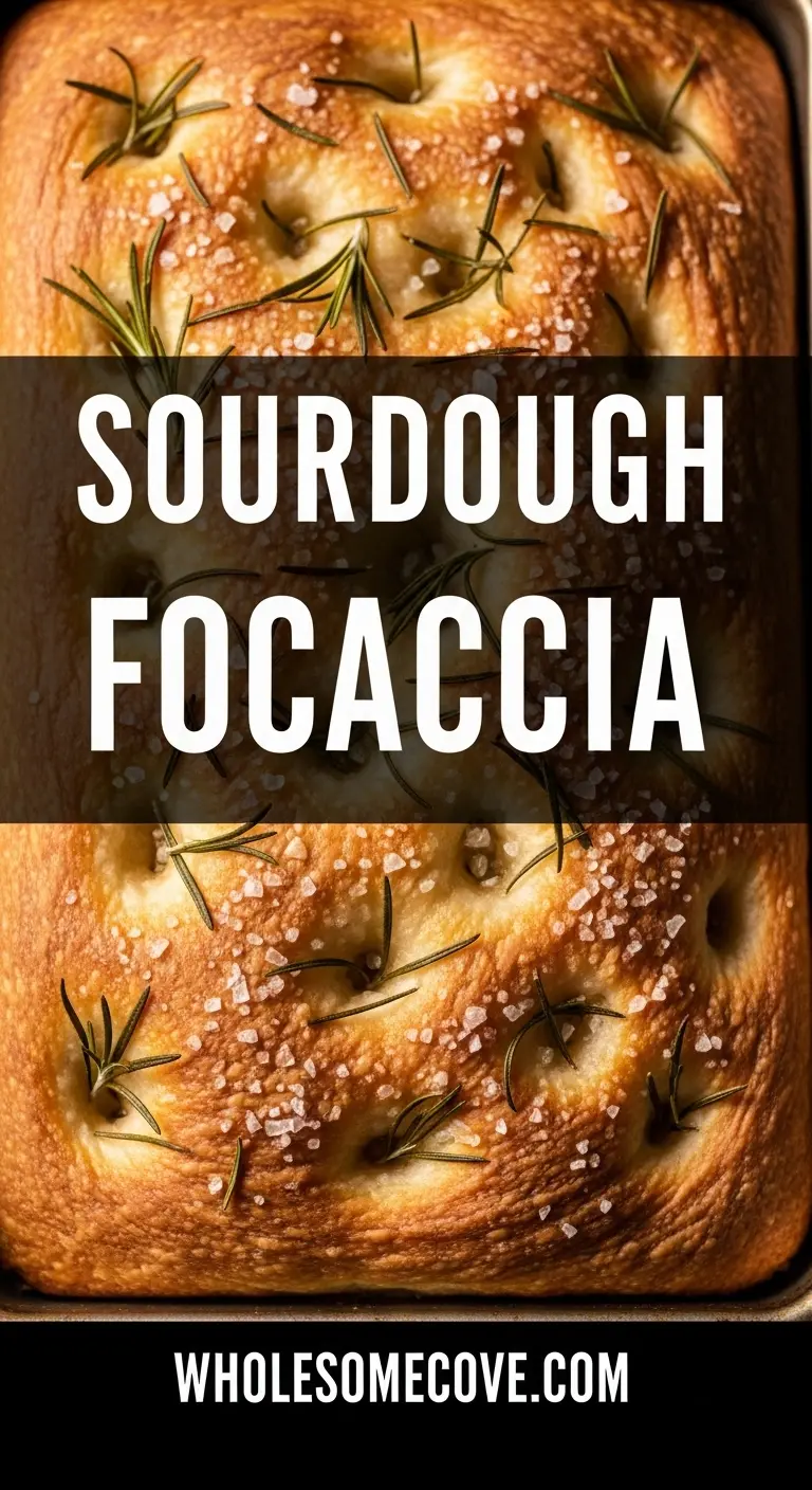 Sourdough Focaccia Recipe | Flavored with Garlic, Rosemary & Olive Oil