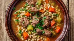 Slow Cooker Beef Barley Soup Recipe