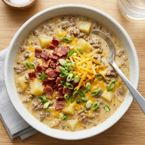 Slow Cooker Cheeseburger Soup Recipe