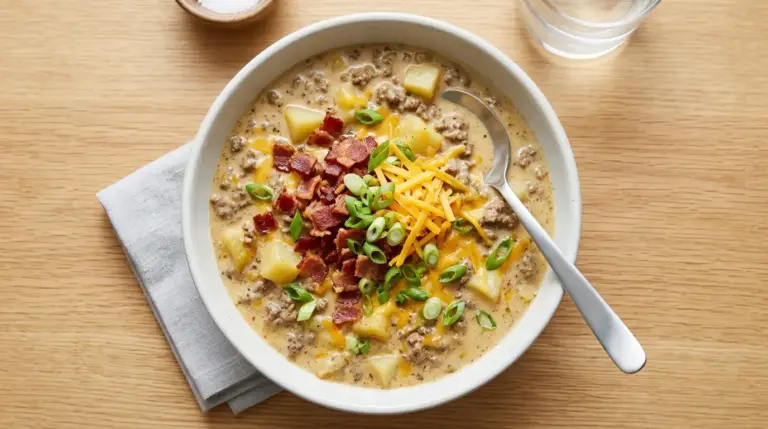 Slow Cooker Cheeseburger Soup Recipe