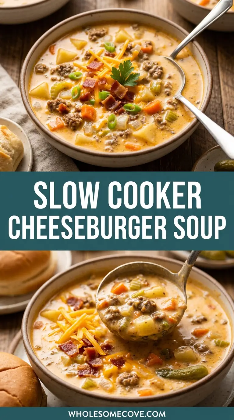 Slow Cooker Cheeseburger Soup Recipe