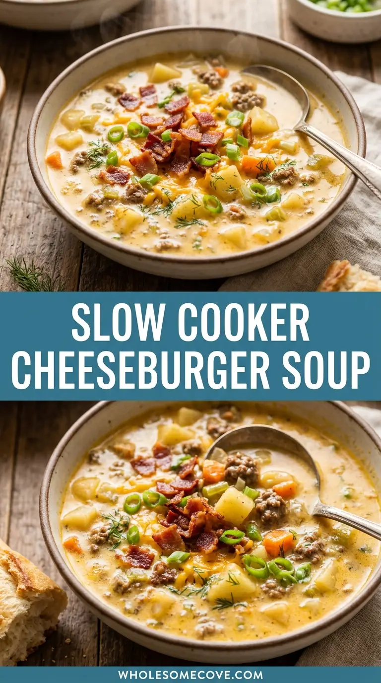 Slow Cooker Cheeseburger Soup Recipe