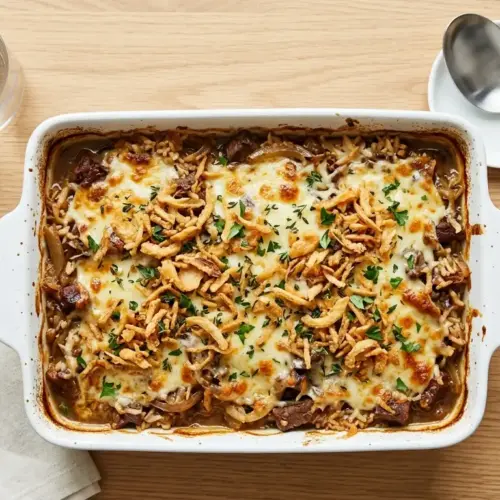 French Onion Beef and Rice Casserole Recipe