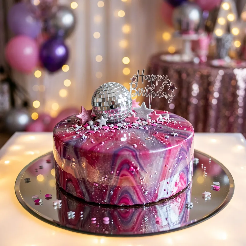 Disco Mirror Glaze Birthday Cake Disco Mirror Glaze Birthday Cake For Girls