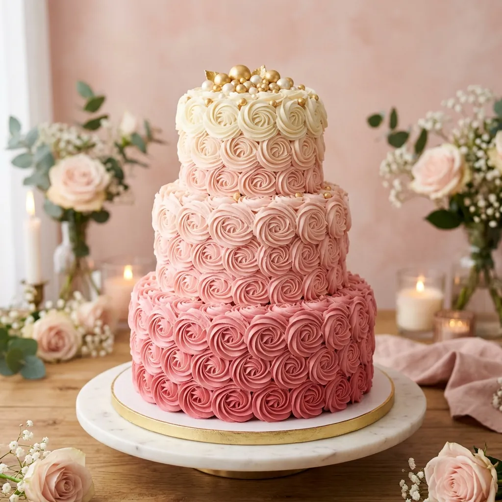 Ombre Rosette Birthday Cake Ombre Rosette Birthday Cake For Girls
