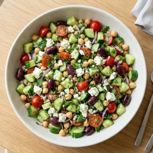 Cucumber Chickpea Feta Salad Recipe