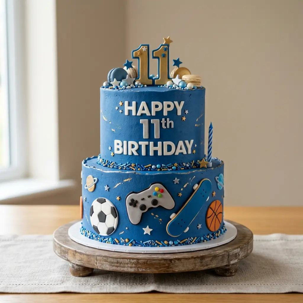 Blue Buttercream Sports Cake - Birthday Cake Ideas For 11-Year-Old Boys