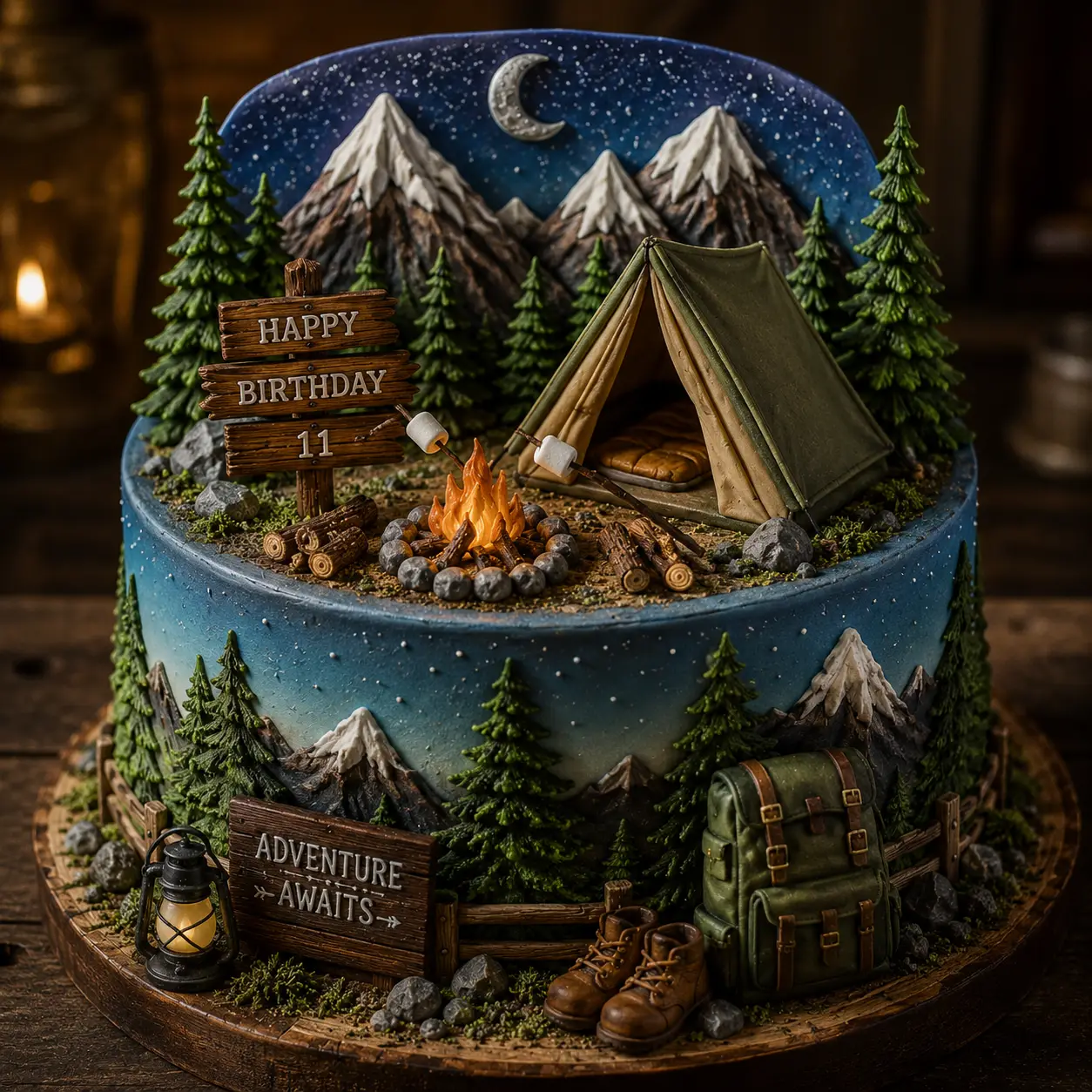 Campfire Adventure Cake - Birthday Cake Ideas For 11-Year-Old Boys