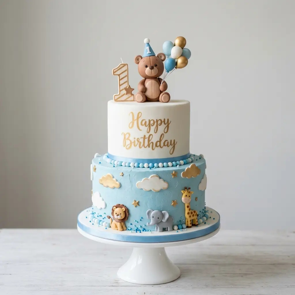 Cloud Nine Safari Cake - Birthday Cake Ideas For 1 Year Old Boys