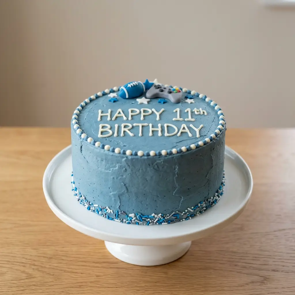 Easy Single Tier Blue Cake - Birthday Cake Ideas For 11-Year-Old Boys