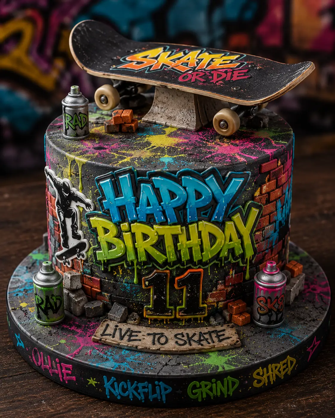 Graffiti Skate Park Cake - Birthday Cake Ideas For 11-Year-Old Boys