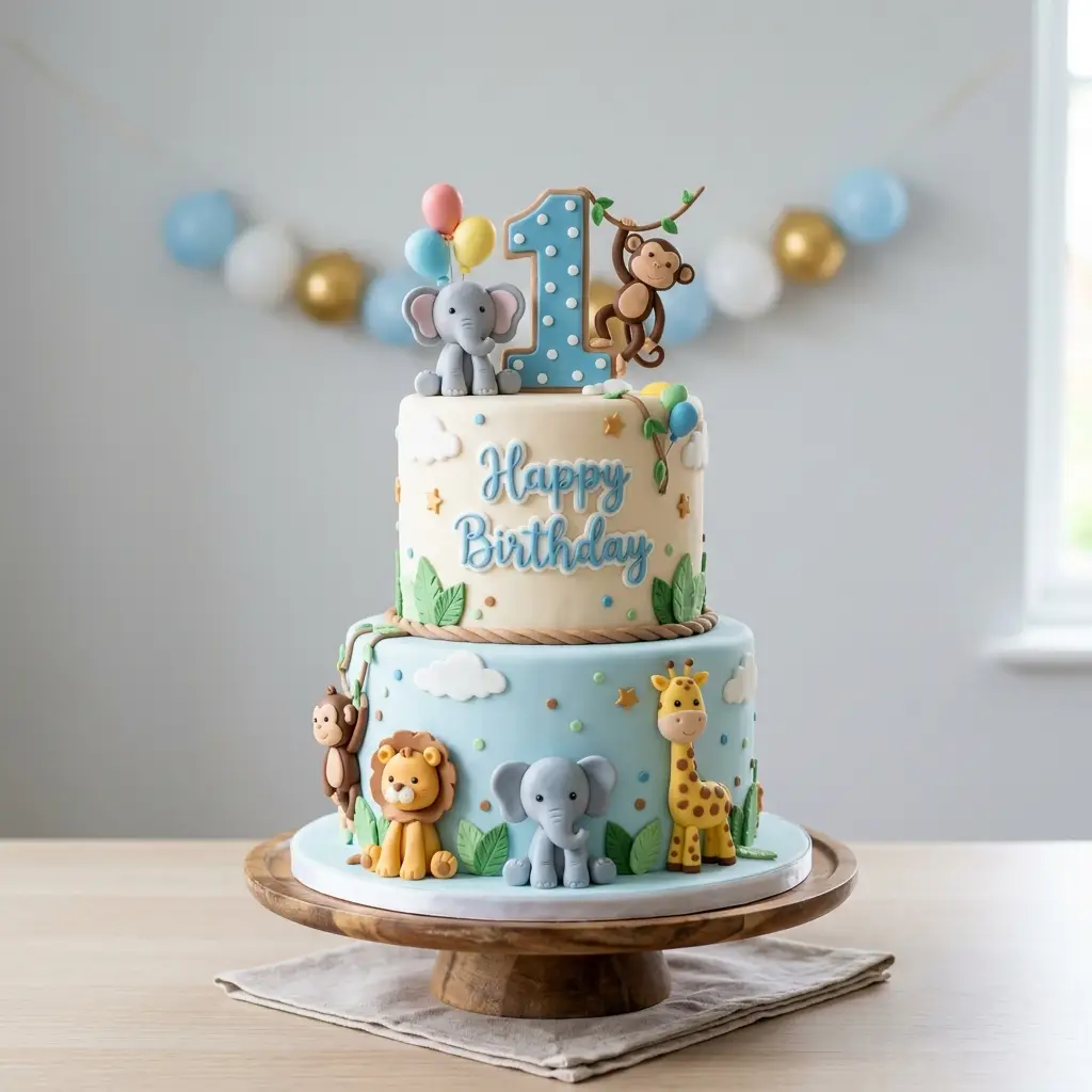 Jungle Friends Cake - Birthday Cake Ideas For 1 Year Old Boys