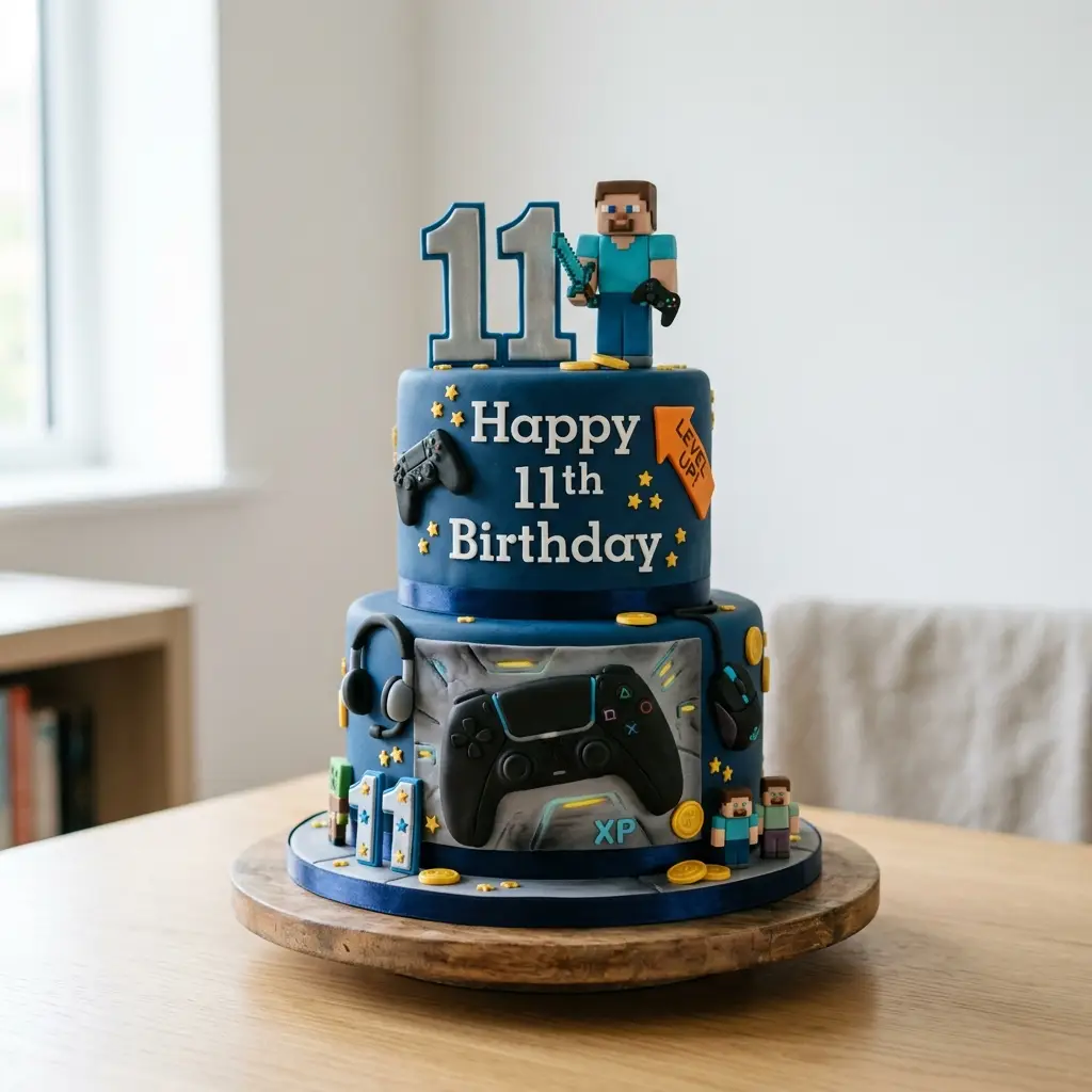 Level Up Gamer Cake - Birthday Cake Ideas For 11-Year-Old Boys