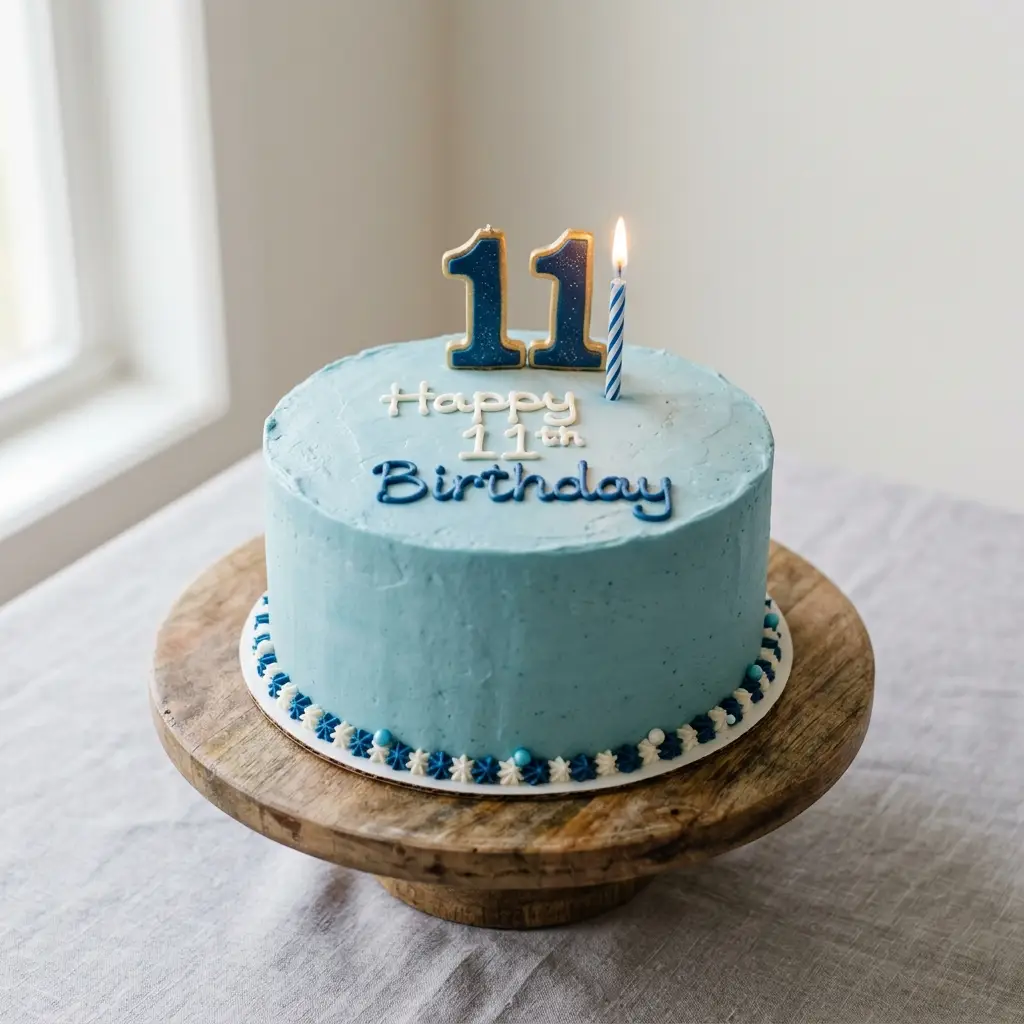 Minimalist Blue Buttercream Cake - Birthday Cake Ideas For 11-Year-Old Boys