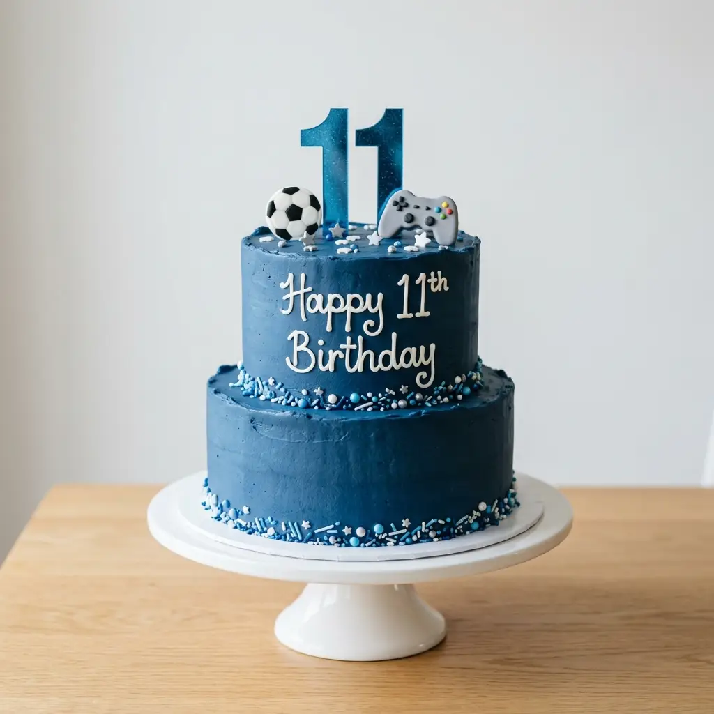 Navy Blue Classic Cake - Birthday Cake Ideas For 11-Year-Old Boys