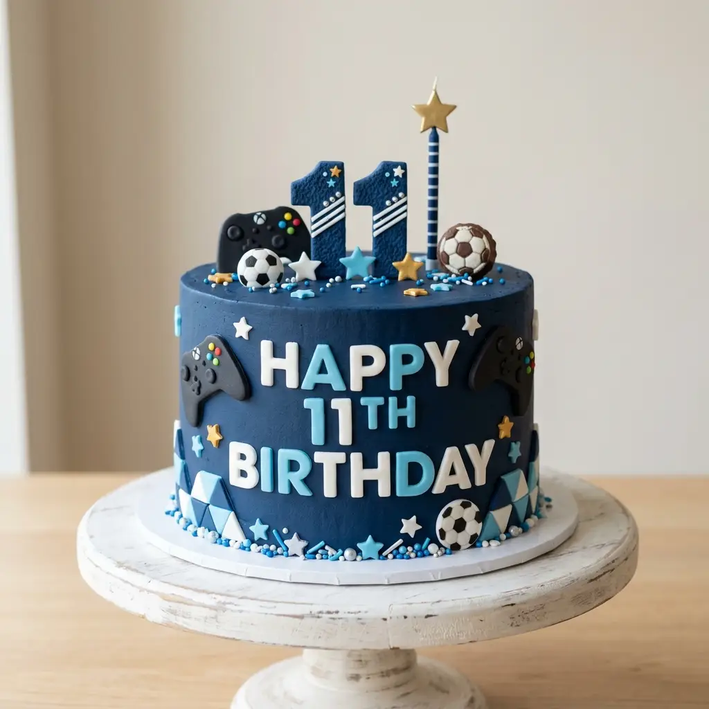 Navy Gaming Cake - Birthday Cake Ideas For 11-Year-Old Boys