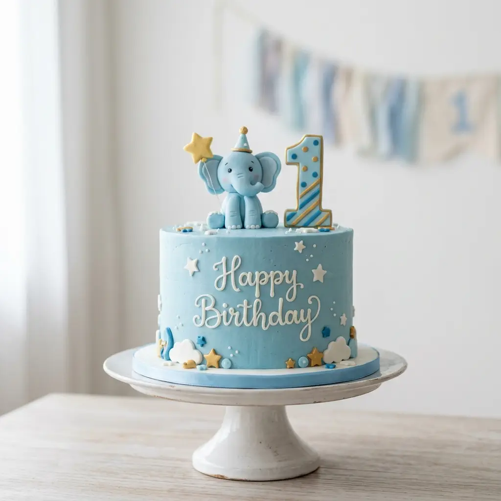 Party Hat Elephant Cake - Birthday Cake Ideas For 1 Year Old Boys