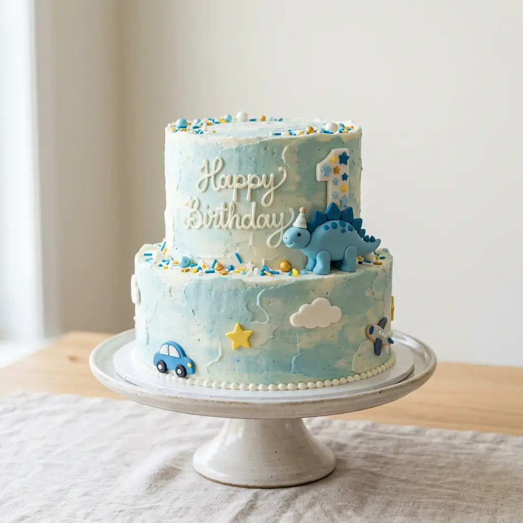 Pastel Dinosaur Cake - Birthday Cake Ideas For 1 Year Old Boys