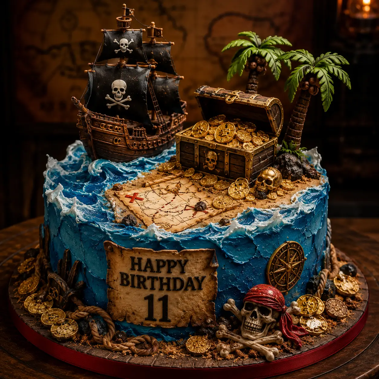 Pirate Treasure Cake - Birthday Cake Ideas For 11-Year-Old Boys