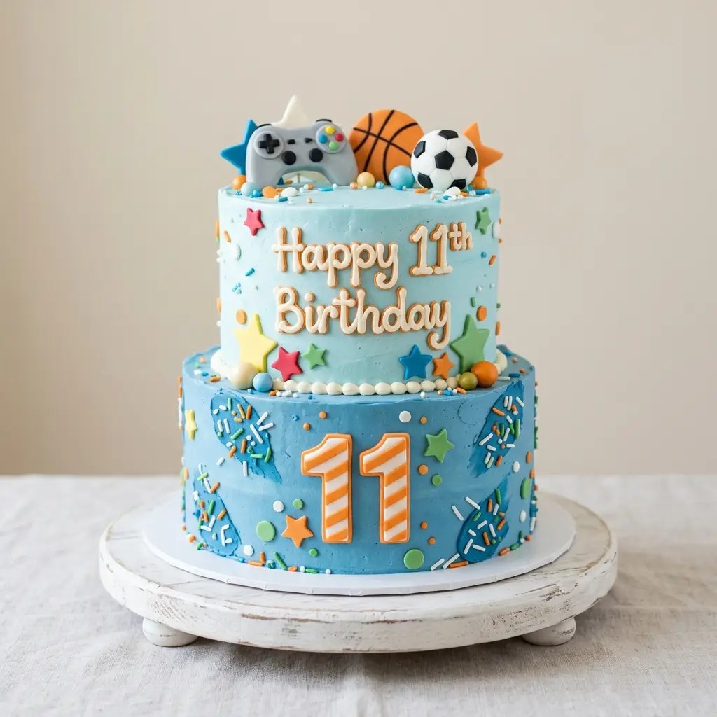 Sports Fan Sprinkle Cake - Birthday Cake Ideas For 11-Year-Old Boys