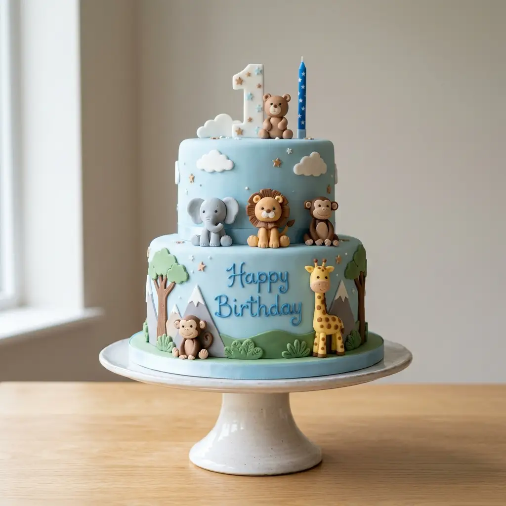 Wild Adventure Safari Cake - Birthday Cake Ideas For 1 Year Old Boys