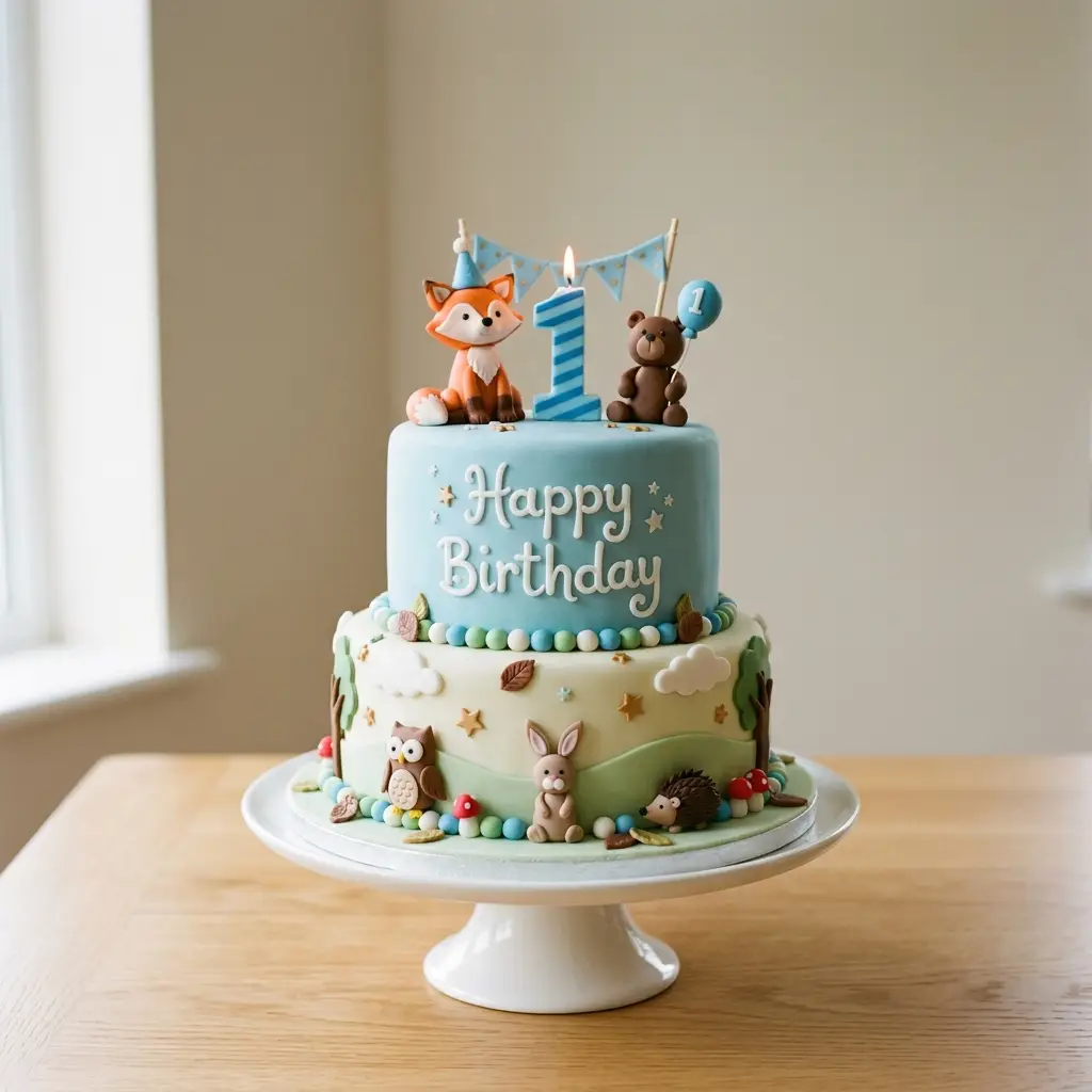 Woodland Critters Cake - Birthday Cake Ideas For 1 Year Old Boys