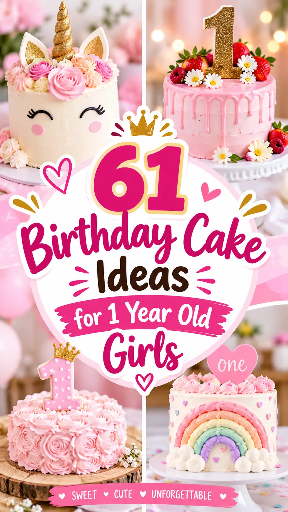 61 Birthday Cake Ideas for 1 Year Old Girls