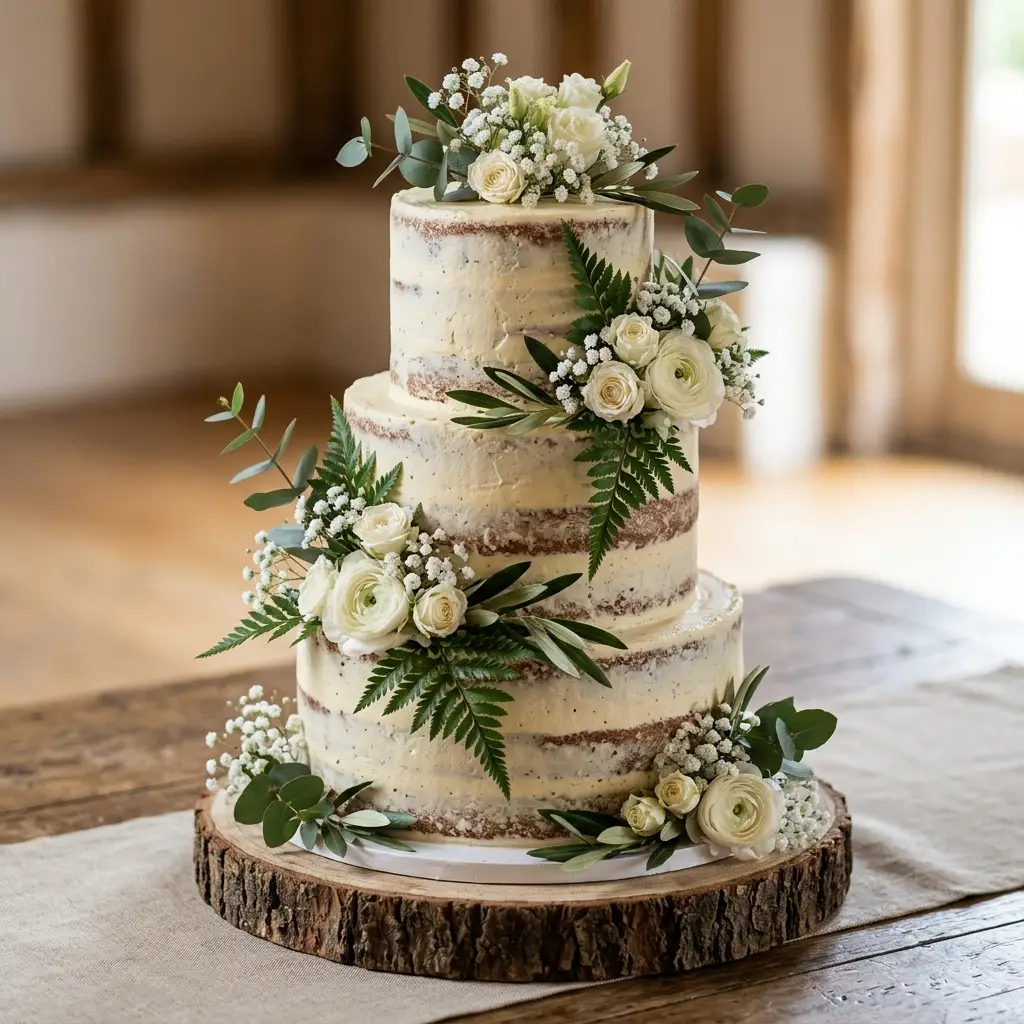 Baby's Breath Semi-Naked - Wedding Cake Ideas