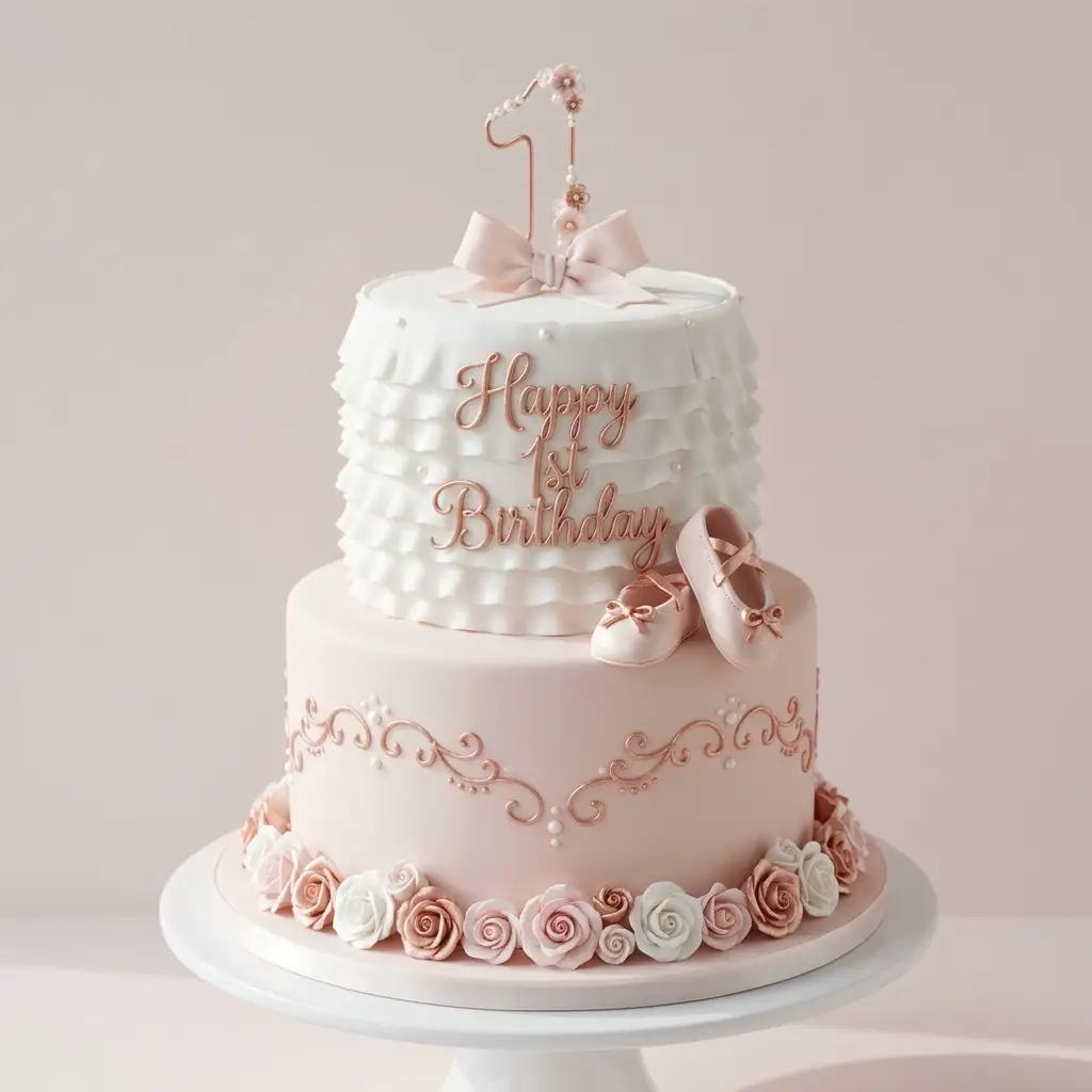 Ballet Slippers Ruffle Cake - Birthday Cake Ideas For 1 Year Old Girls