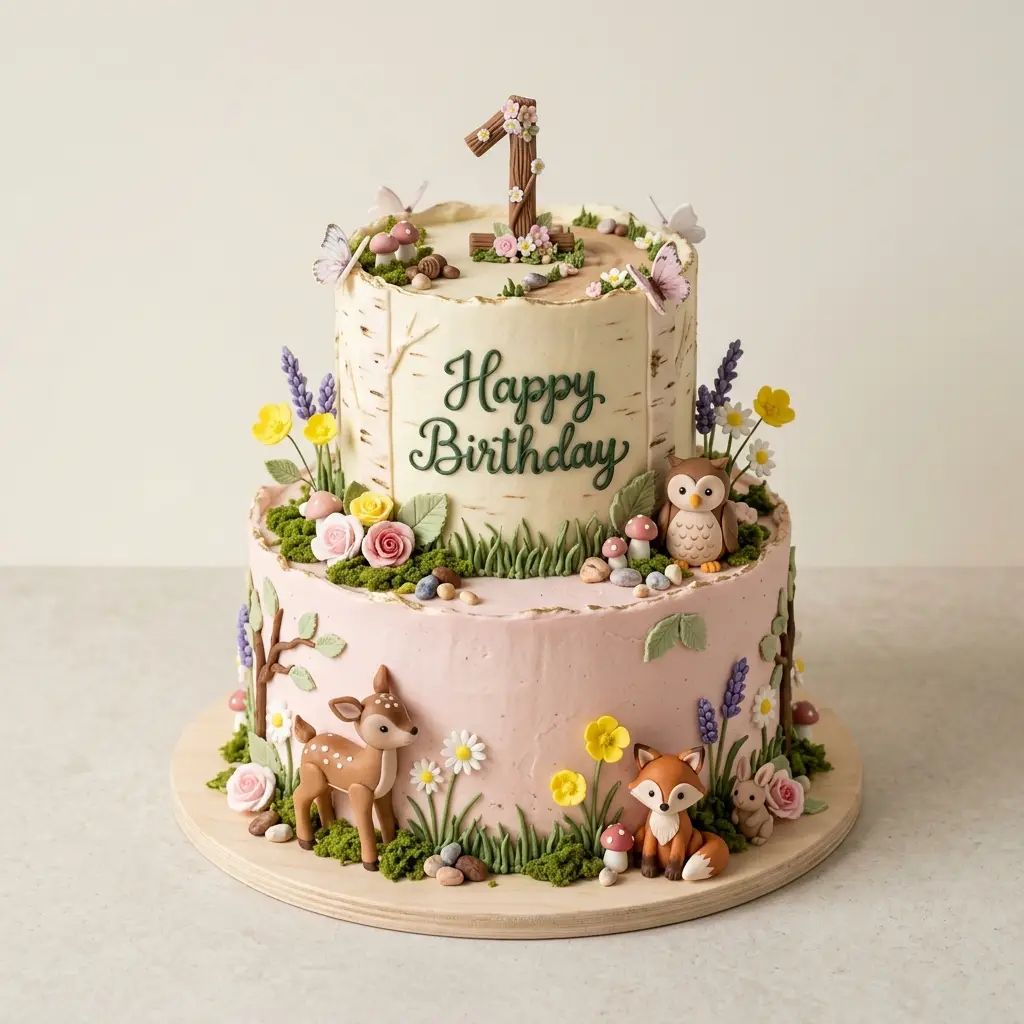 Birch Forest Woodland Cake - Birthday Cake Ideas For 1 Year Old Girls
